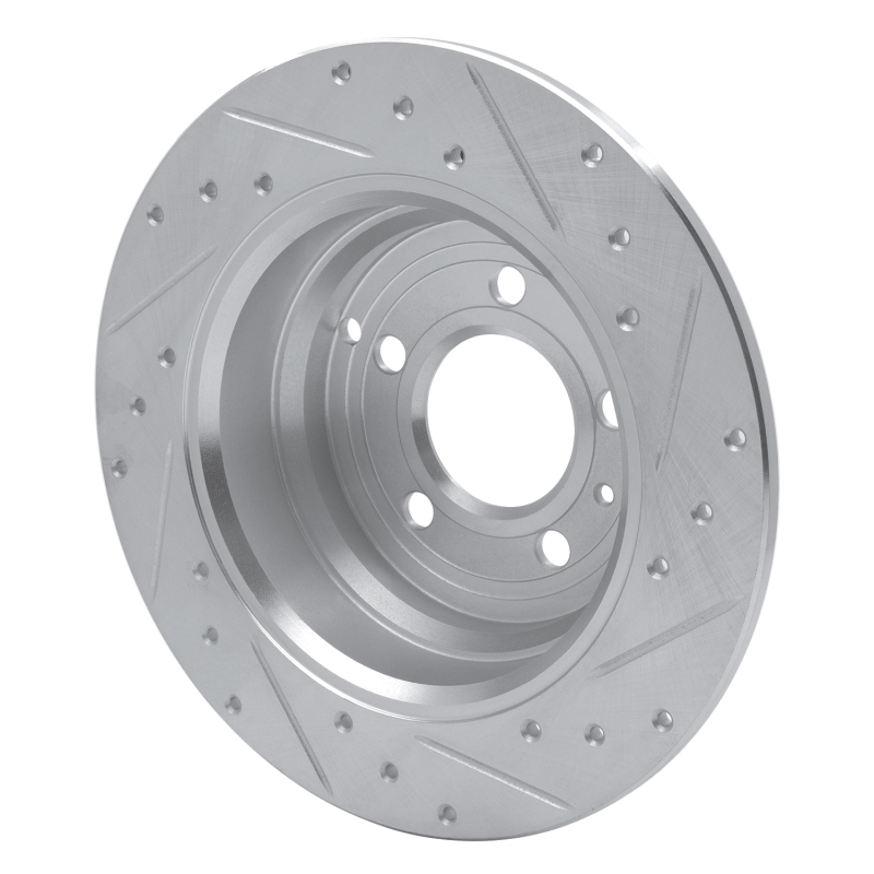 Volvo 850 Brake Rotor (1) - Rear Left - R1 Concepts - Drilled & Slotted - Silver - `96-`04